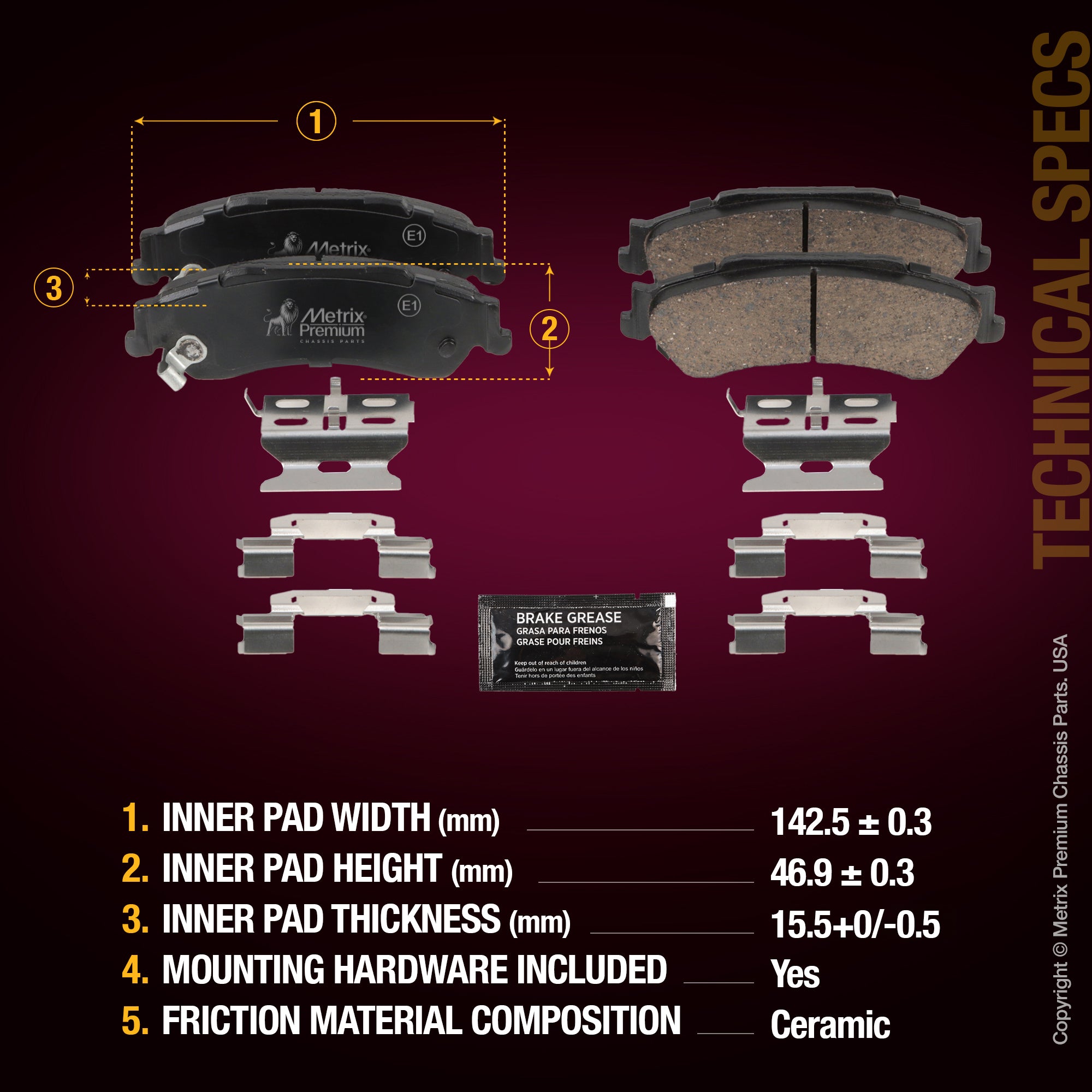 Metrix Premium Rear Disc Brake Pad Set 94438MC aftermarket car parts