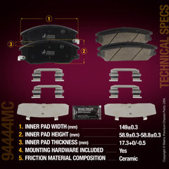 Metrix Premium Chassis Parts Front Disc Brake Pad Set 94444MC aftermarket car parts