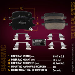 Metrix Premium Chassis Parts Front Disc Brake Pad Set 94445MC OEM fit auto parts