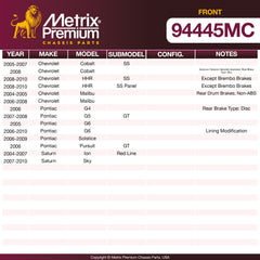 Metrix Premium Chassis Parts Front Disc Brake Pad Set 94445MC OEM fit auto parts