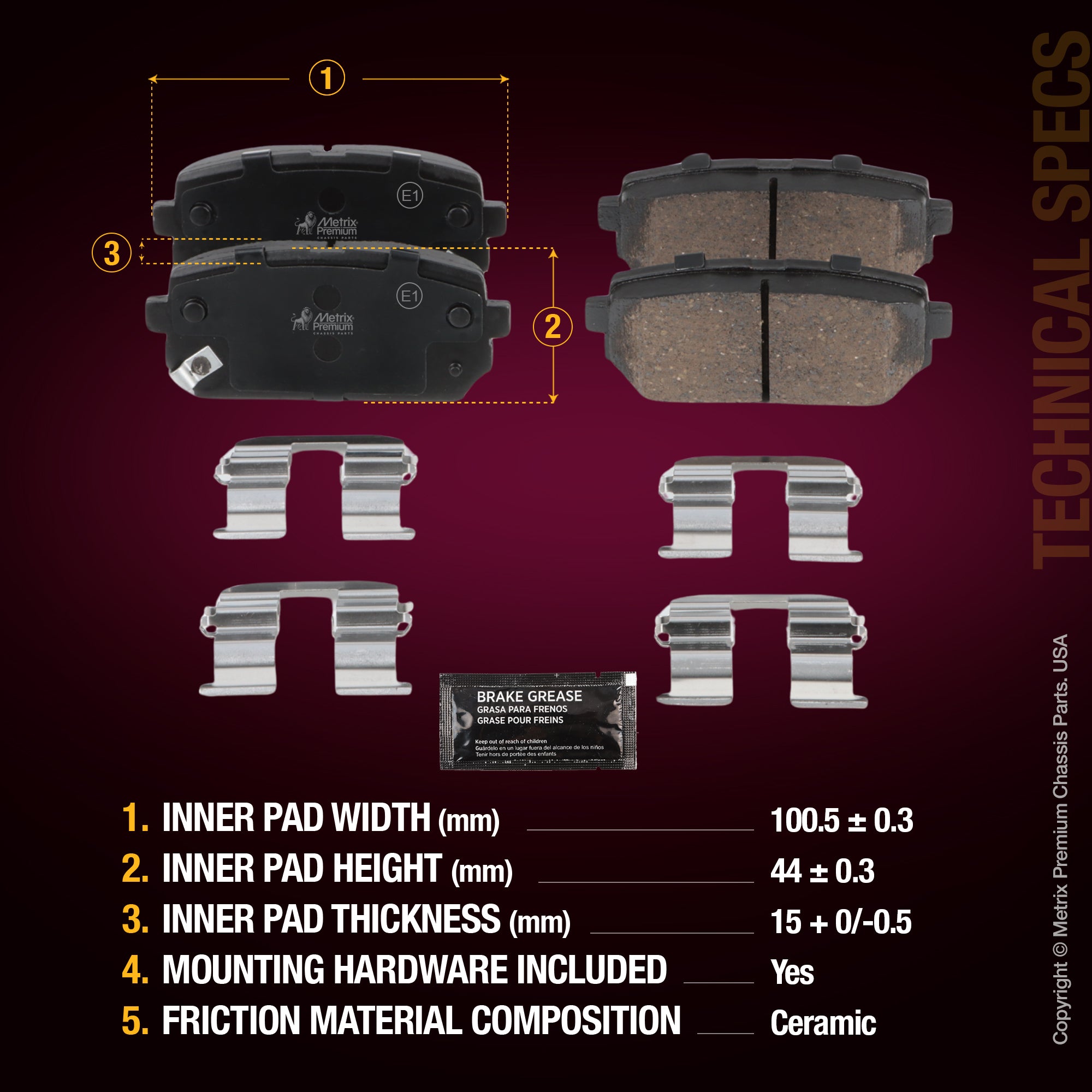 Metrix Premium Rear Disc Brake Pad Set 94446MC aftermarket car parts