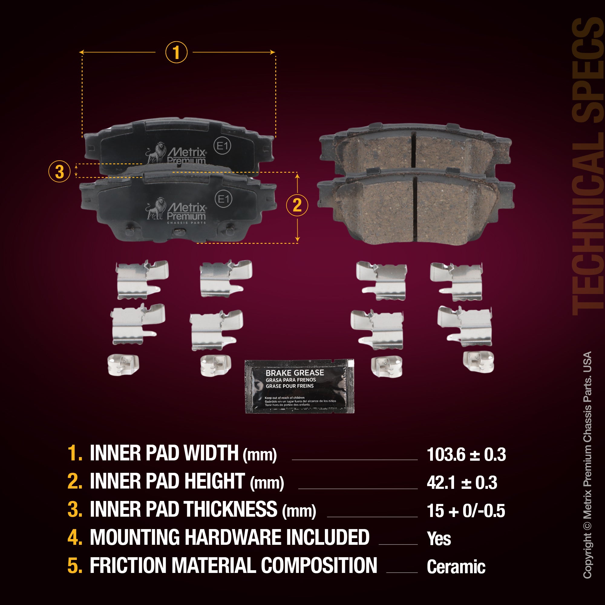 Metrix Premium Rear Disc Brake Pad Set 94455MC aftermarket car parts