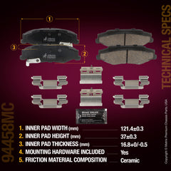 Metrix Premium Chassis Parts Front Disc Brake Pad Set 94458MC aftermarket car parts