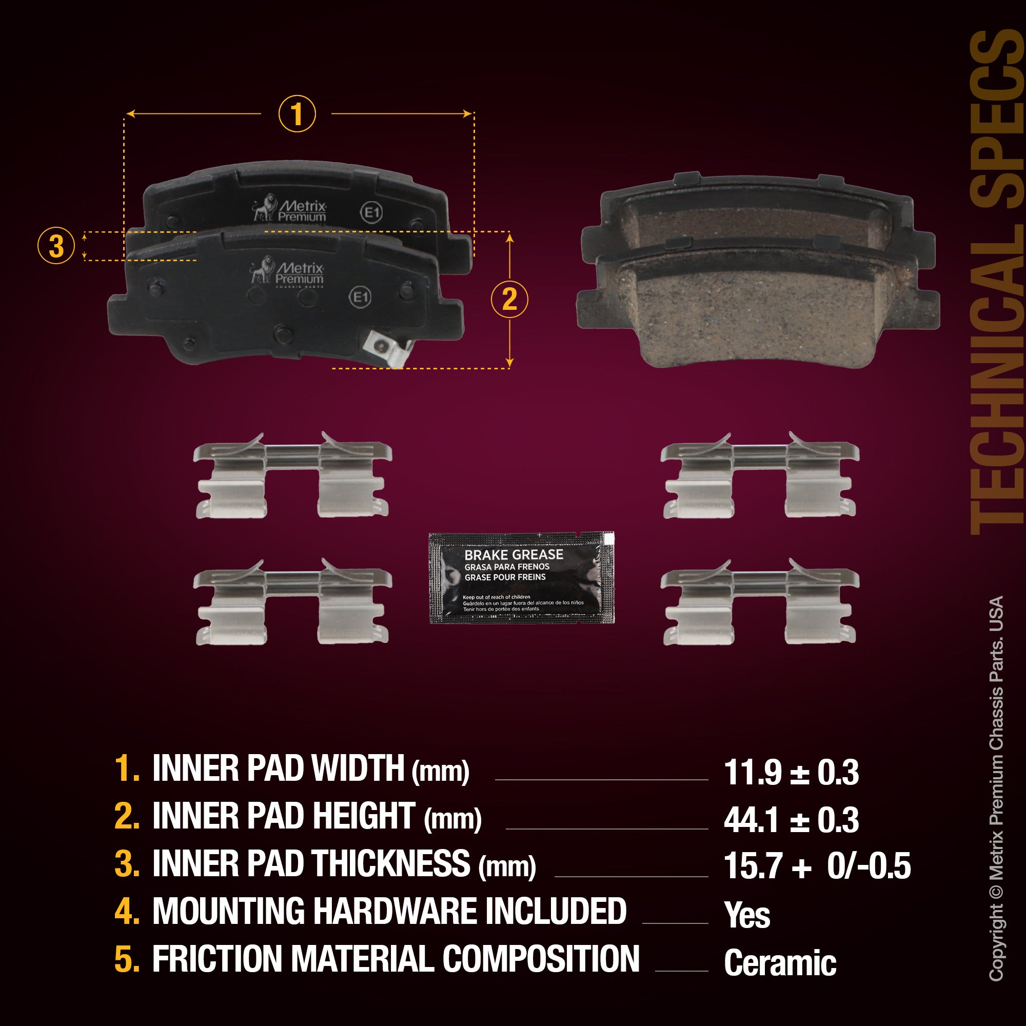 Metrix Premium Rear Disc Brake Pad Set 94461MC aftermarket car parts