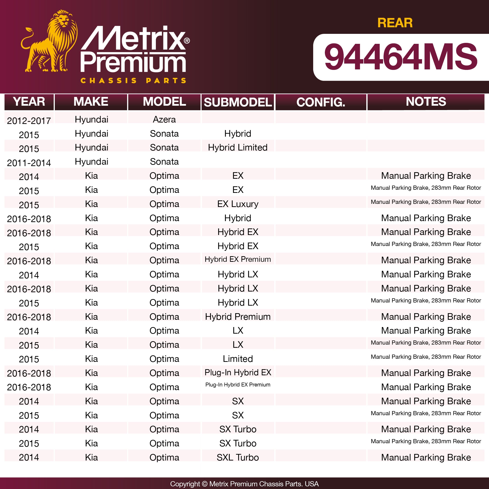 Metrix Premium Chassis Parts  suspension steering brake parts
