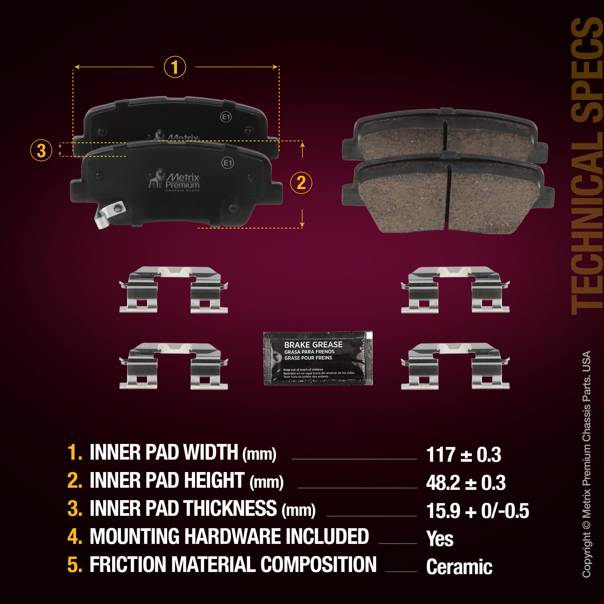 Metrix Premium Rear Disc Brake Pad Set 94465MC aftermarket car parts