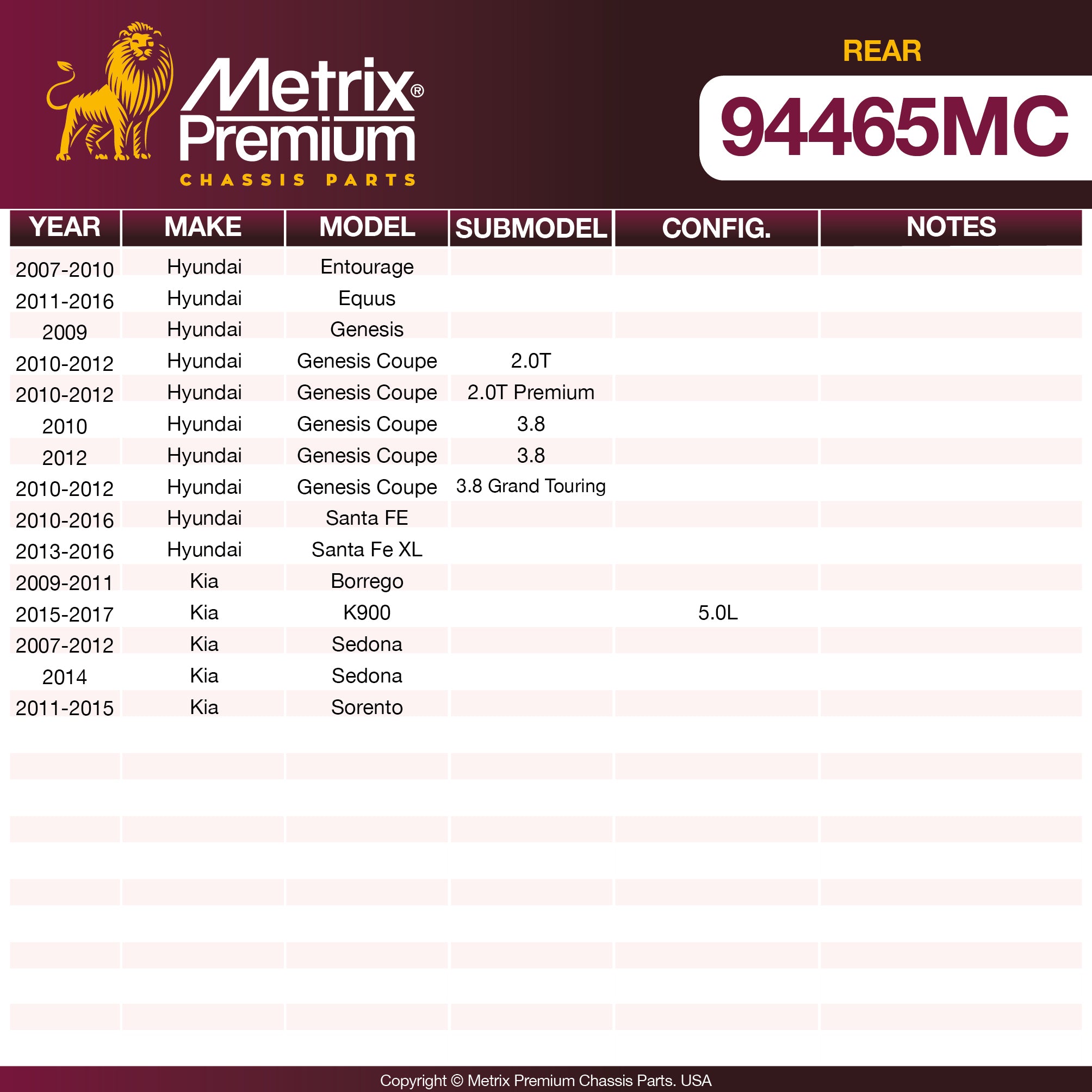 Metrix Premium Rear Disc Brake Pad Set 94465MC OEM fit spare parts