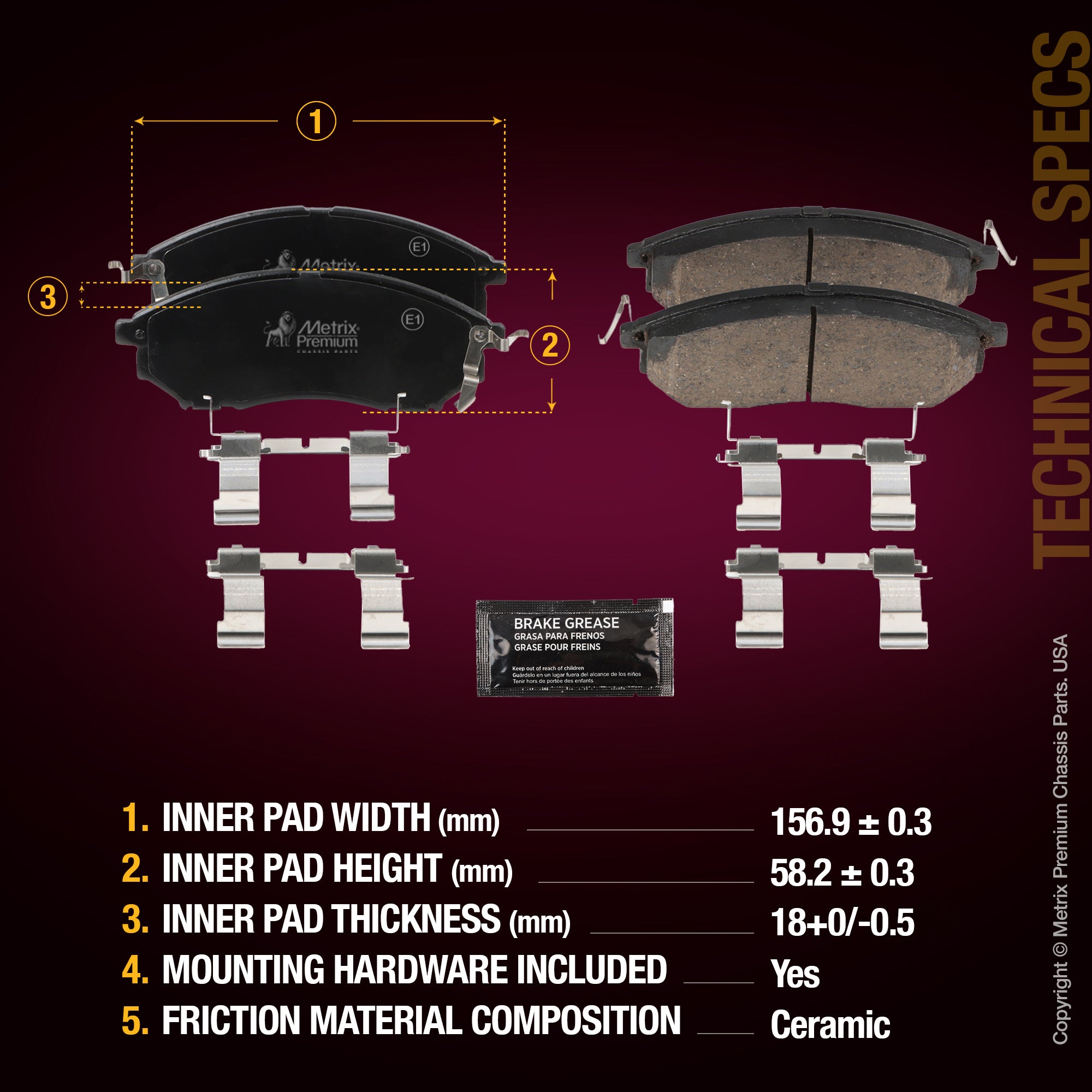Metrix Premium Front Disc Brake Pad Set 94466MC aftermarket car parts