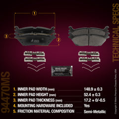 Metrix Premium Chassis Parts Rear Disc Brake Pad Set 94470MS aftermarket car parts