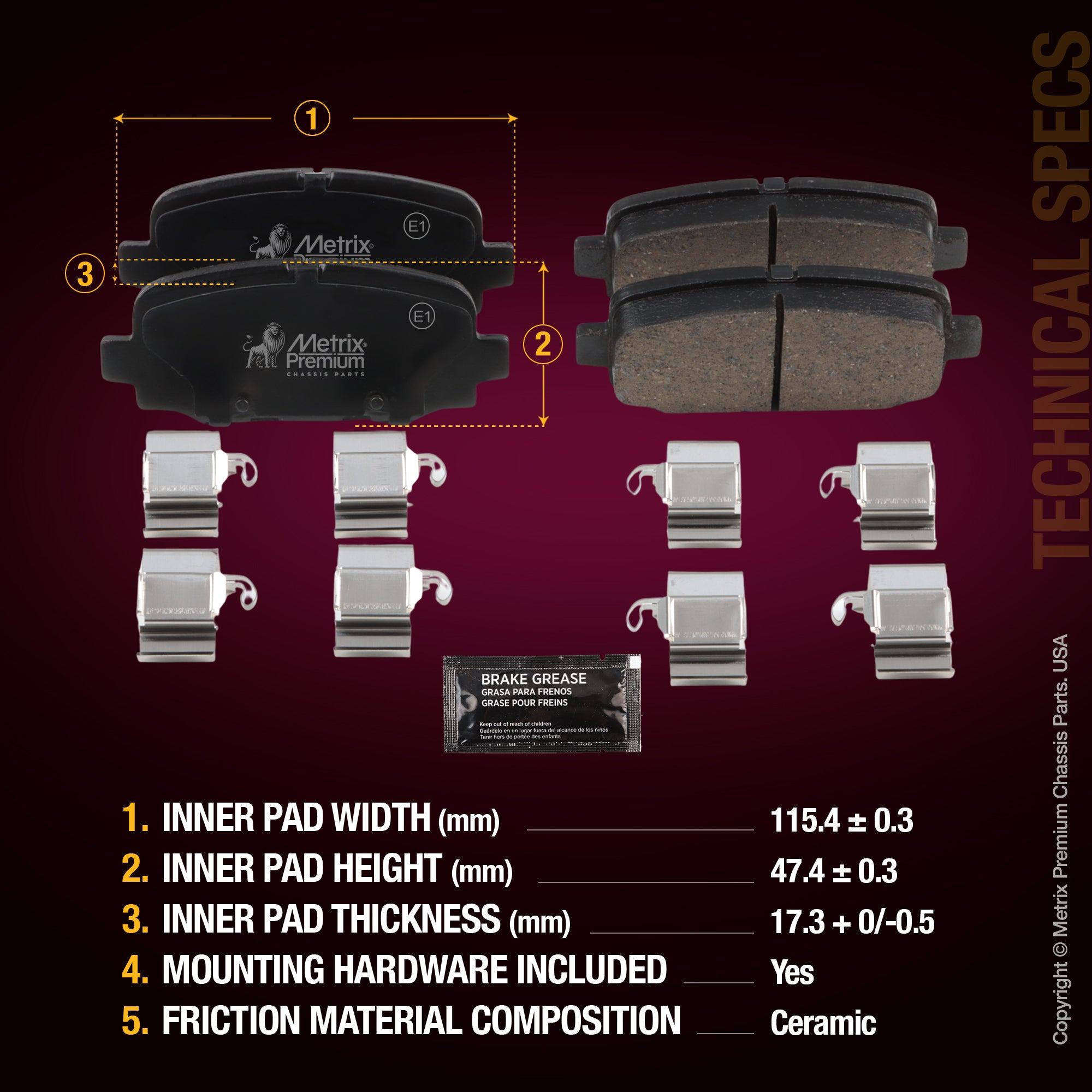 Metrix Premium Rear Disc Brake Pad Set 94477MC aftermarket car parts