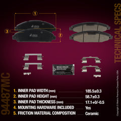 Metrix Premium Chassis Parts Front Disc Brake Pad Set 94487MC aftermarket car parts