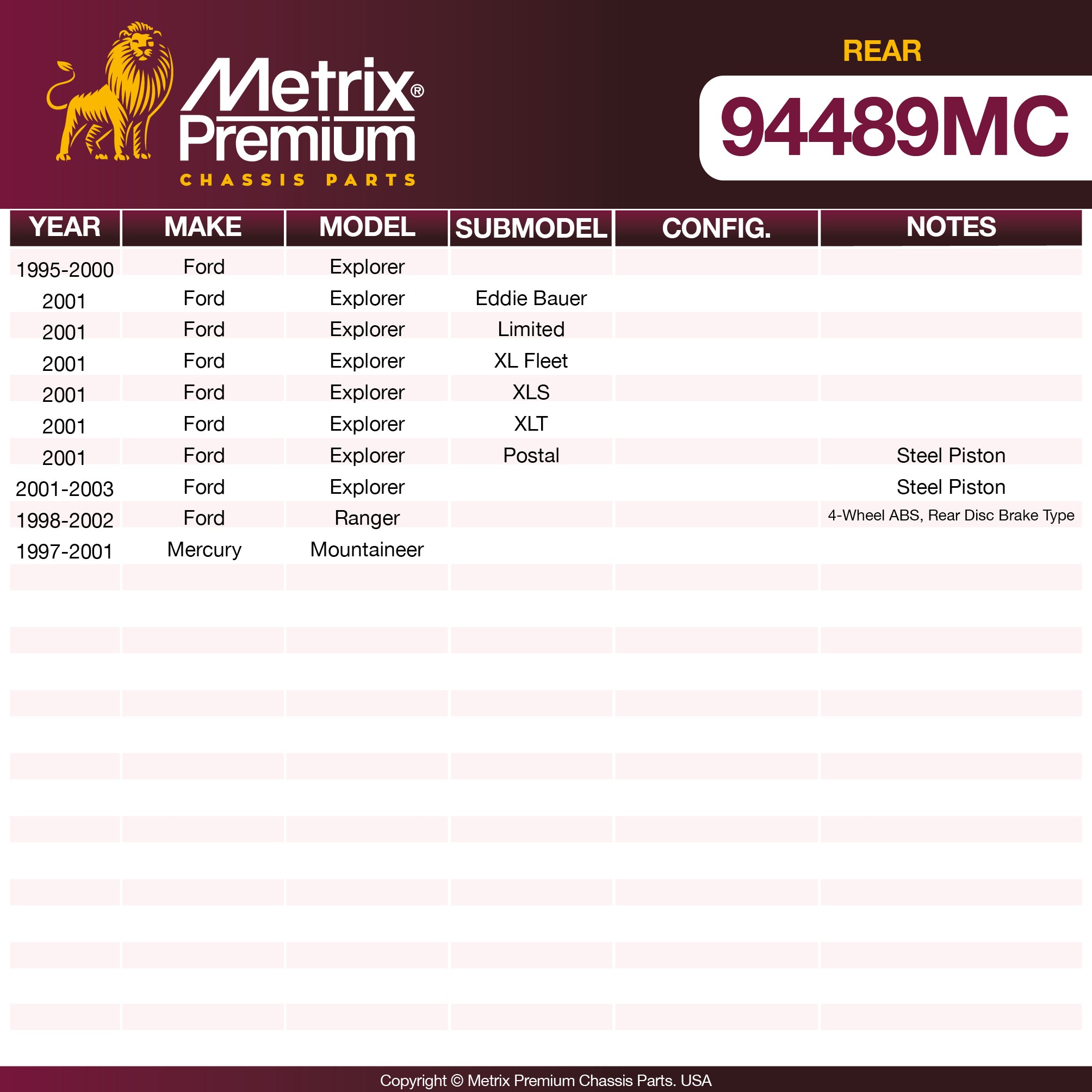 Metrix Premium Chassis Parts  suspension steering brake parts