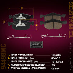 Metrix Premium Chassis Parts Front Disc Brake Pad Set 94498MC aftermarket car parts