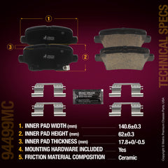 Metrix Premium Chassis Parts Front Disc Brake Pad Set 94499MC aftermarket car parts