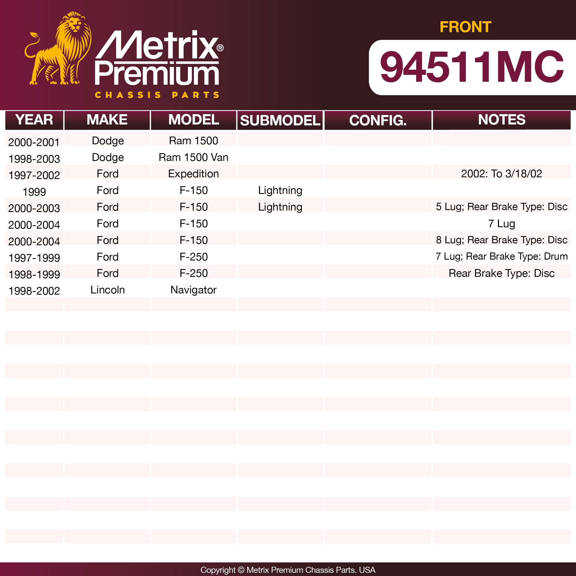 Metrix Premium Chassis Parts  suspension steering brake parts