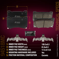 Metrix Premium Chassis Parts Front Disc Brake Pad Set 94518MC aftermarket car parts