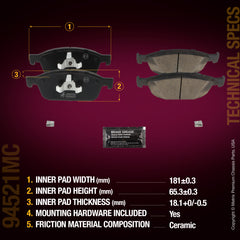 Metrix Premium Chassis Parts Front Disc Brake Pad Set 94521MC aftermarket car parts