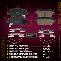 Metrix Premium Chassis Parts Rear Disc Brake Pad Set 94522MC aftermarket car parts