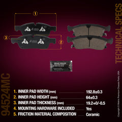 Metrix Premium Chassis Parts Front Disc Brake Pad Set 94524MC aftermarket car parts