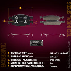 Metrix Premium Chassis Parts Front Disc Brake Pad Set 94583MC aftermarket car parts