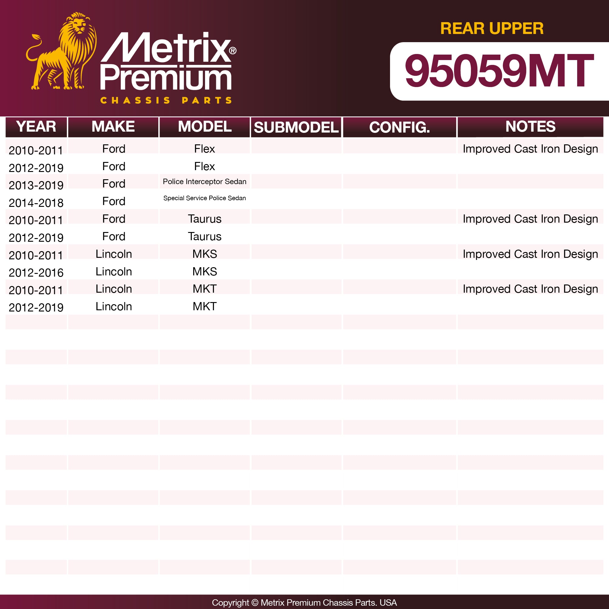 Metrix Premium Rear Upper Lateral Arm and Ball Joint Assembly Kit 95059MT OEM fit spare parts