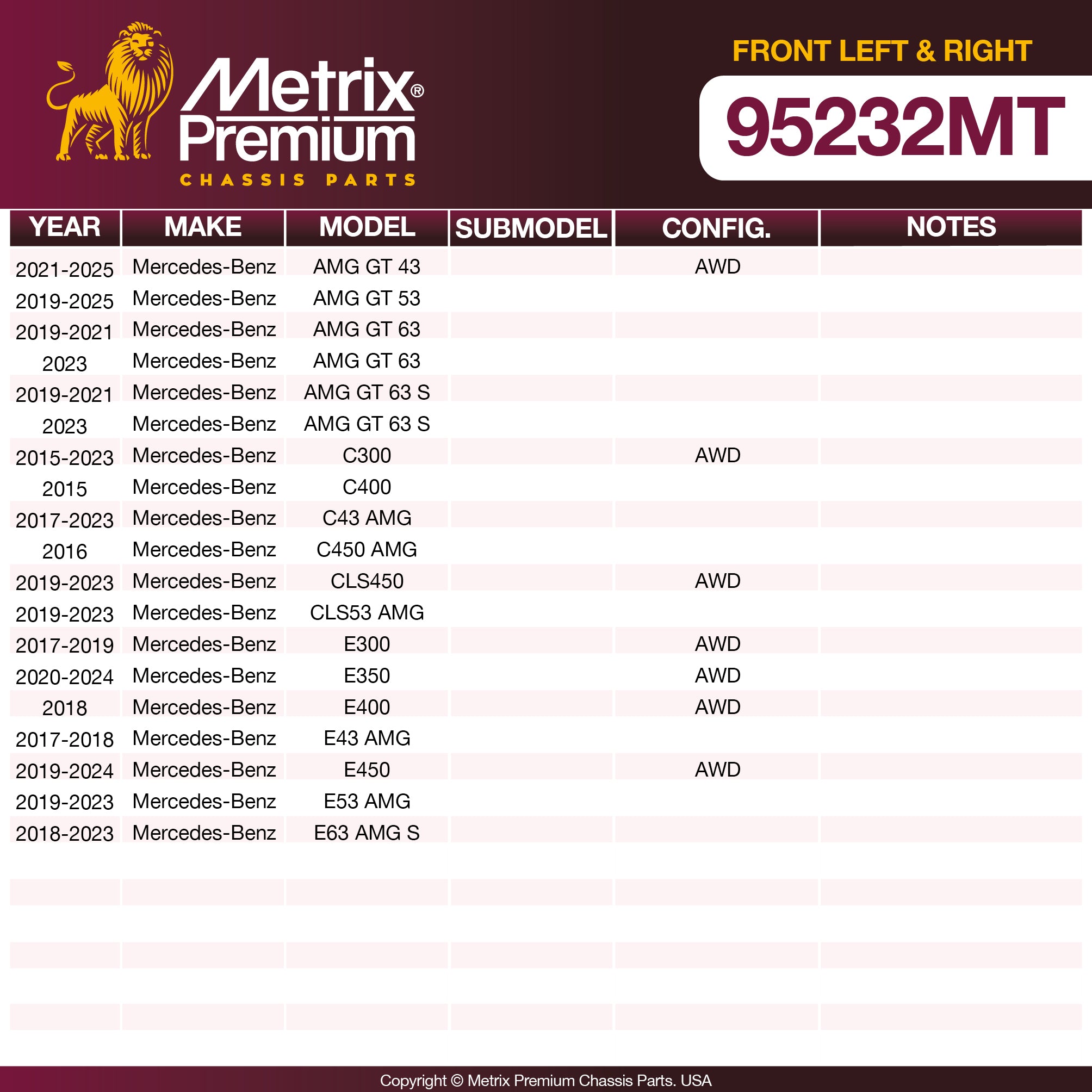 Metrix Premium Chassis Parts 2 PC Front Left & Right Stabilizer Bar Link Kit 95232MT aftermarket car parts