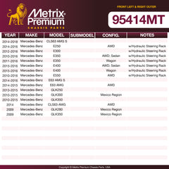 Metrix Premium Chassis Parts Front Left & Right Outer Tie Rod End Kit 95414MT OEM fit auto parts