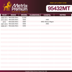 Metrix Premium Chassis Parts Front Left & Right Outer Tie Rod End Kit 95432MT OEM fit auto parts