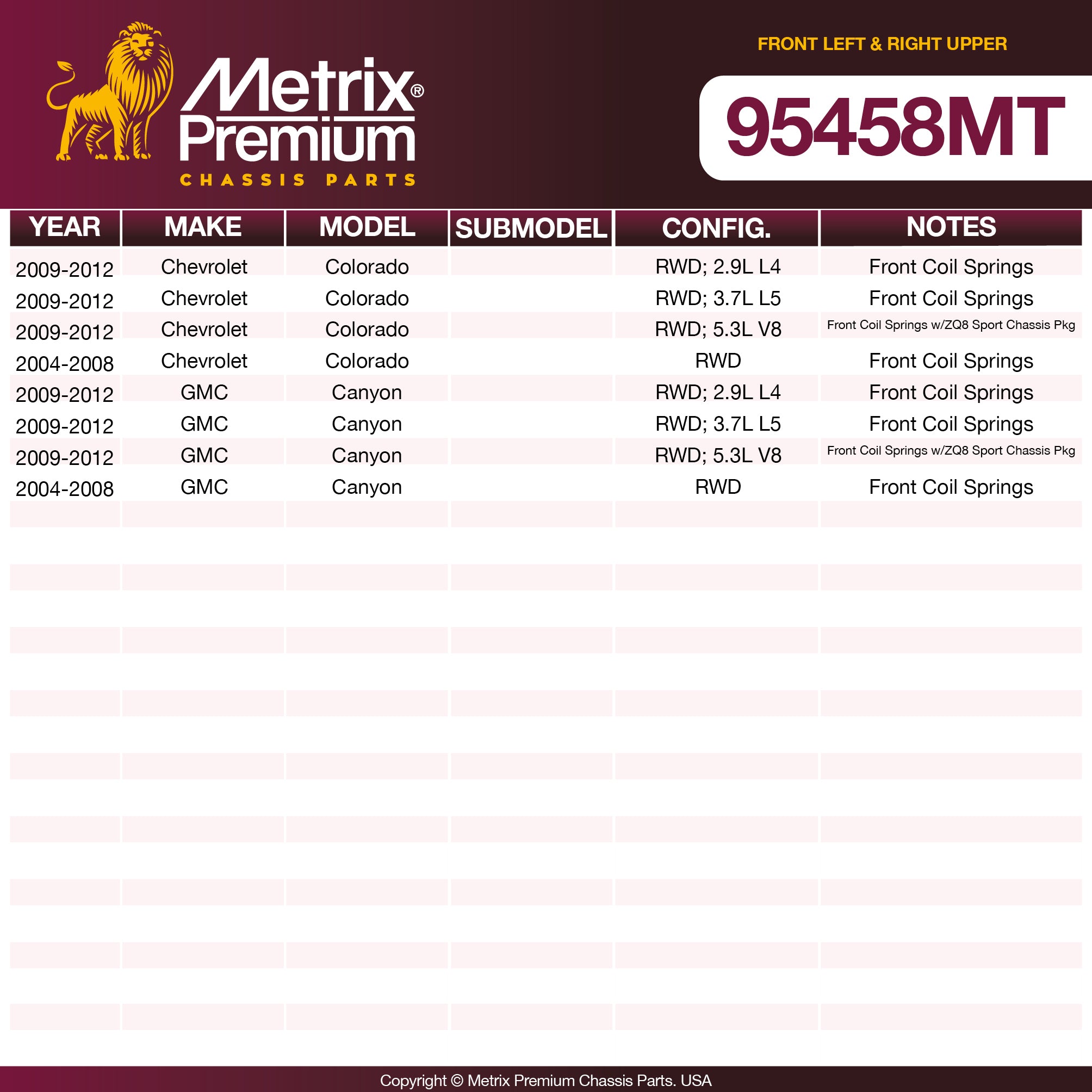Metrix Premium Chassis Parts Front Left & Right Upper Control Arm and Ball Joint Assembly Kit 95458MT OEM fit auto parts