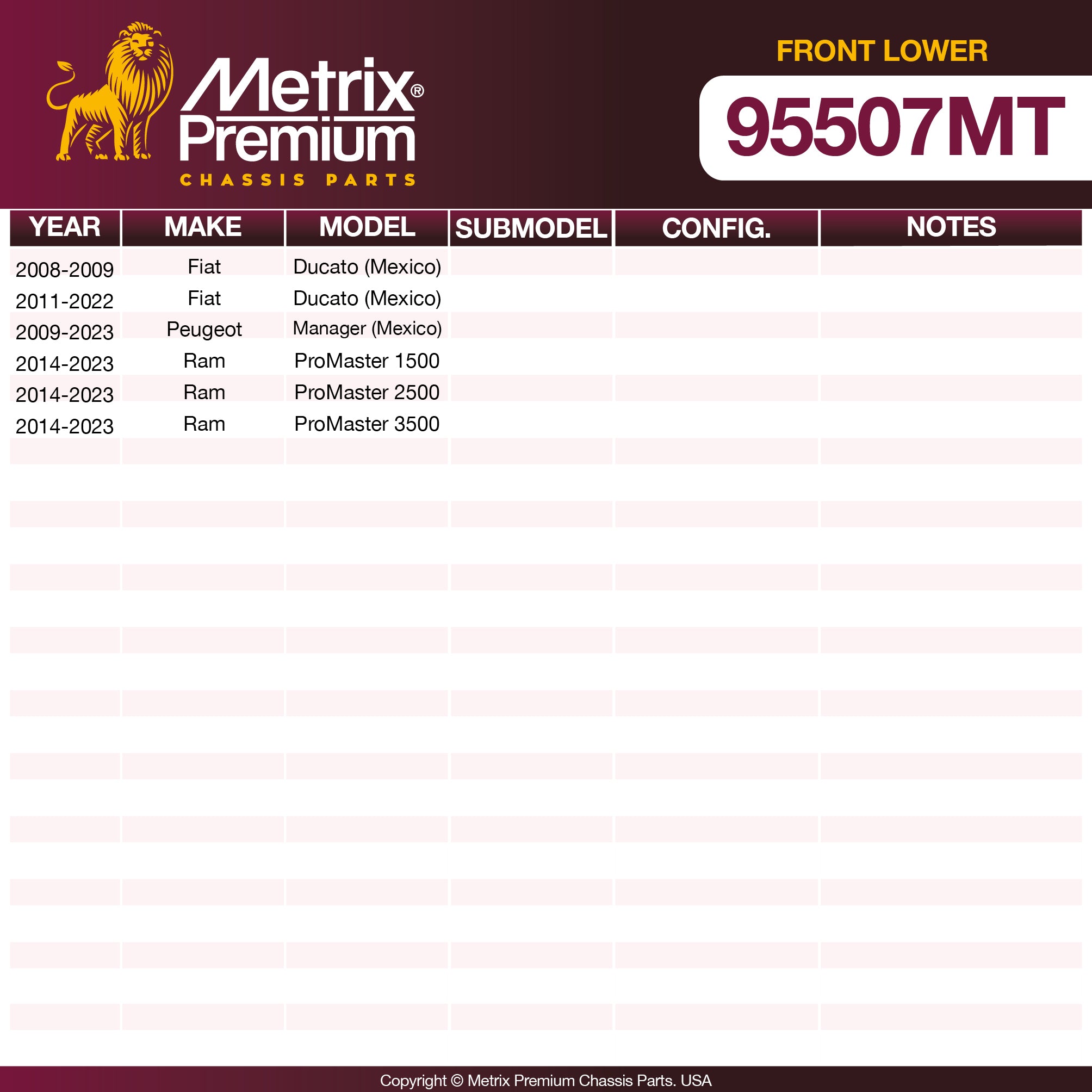 Metrix Premium Front Lower Ball Joint Kit 95507MT OEM fit spare parts