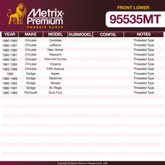 Metrix Premium Chassis Parts Front Lower Ball Joint Kit 95535MT OEM fit auto parts
