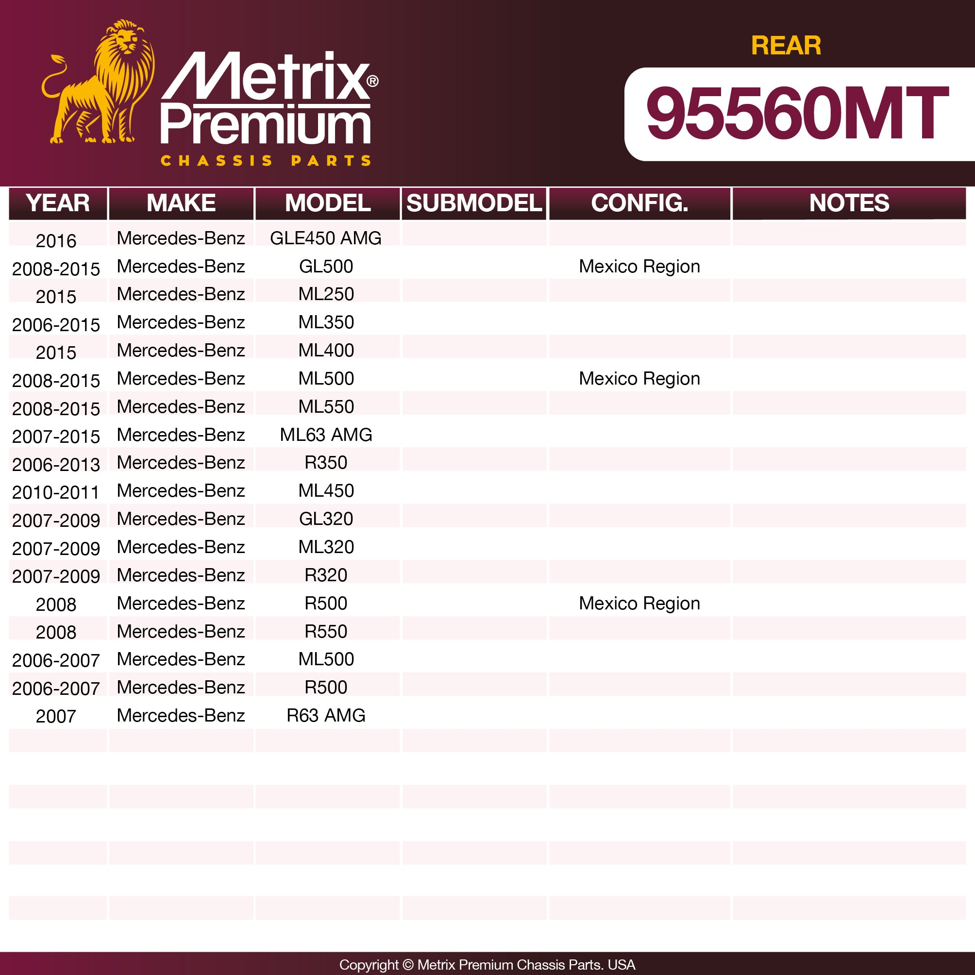 Metrix Premium Chassis Parts Rear Stabilizer Bar Link Kit 95560MT aftermarket car parts