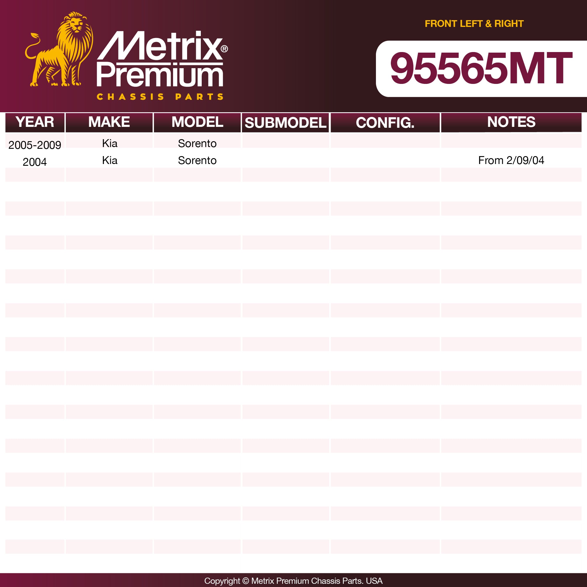Metrix Premium Chassis Parts Front Left & Right Stabilizer Bar Link Kit 95565MT OEM fit auto parts