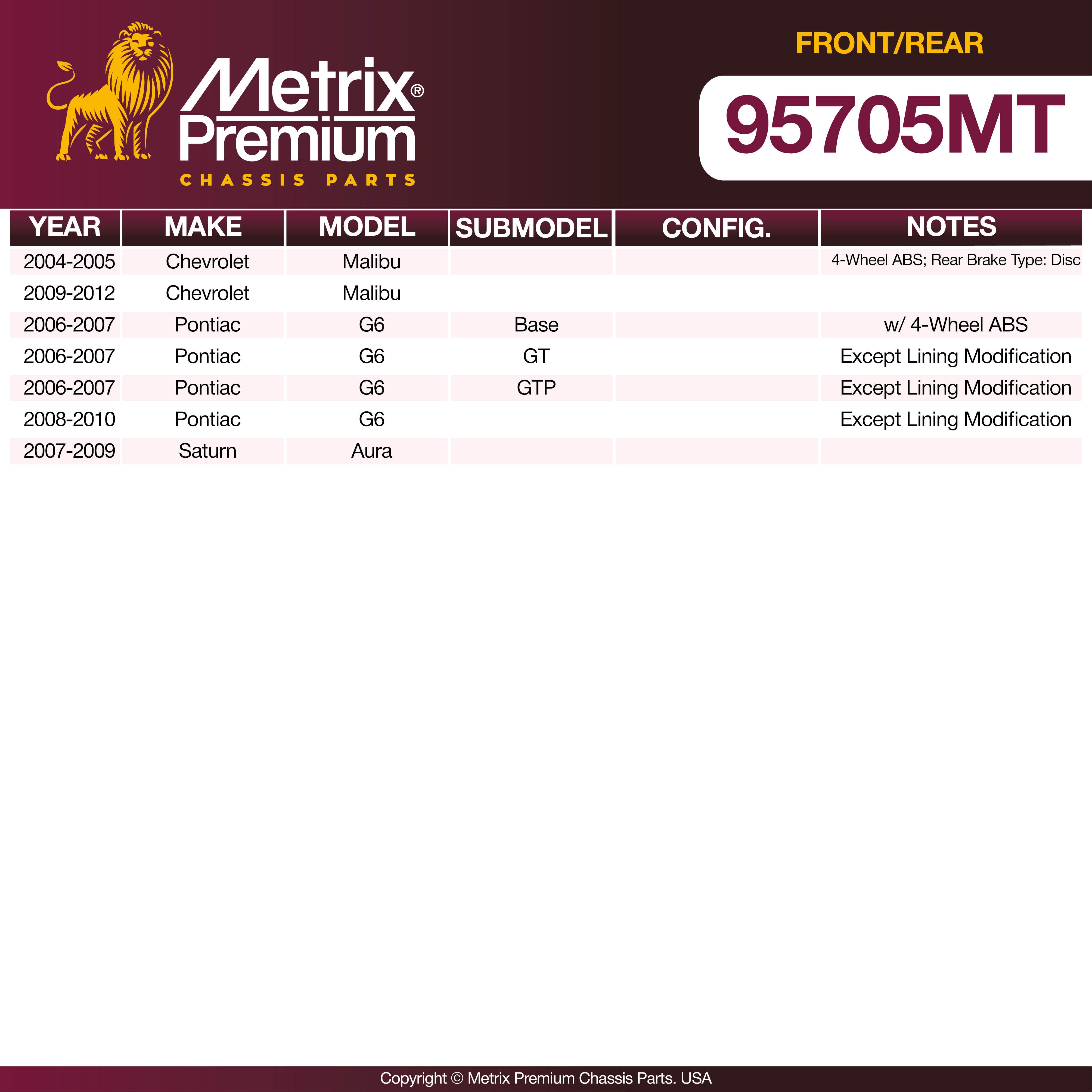 Metrix Premium Front & Rear Brake Kit 95705MT OEM fit spare parts