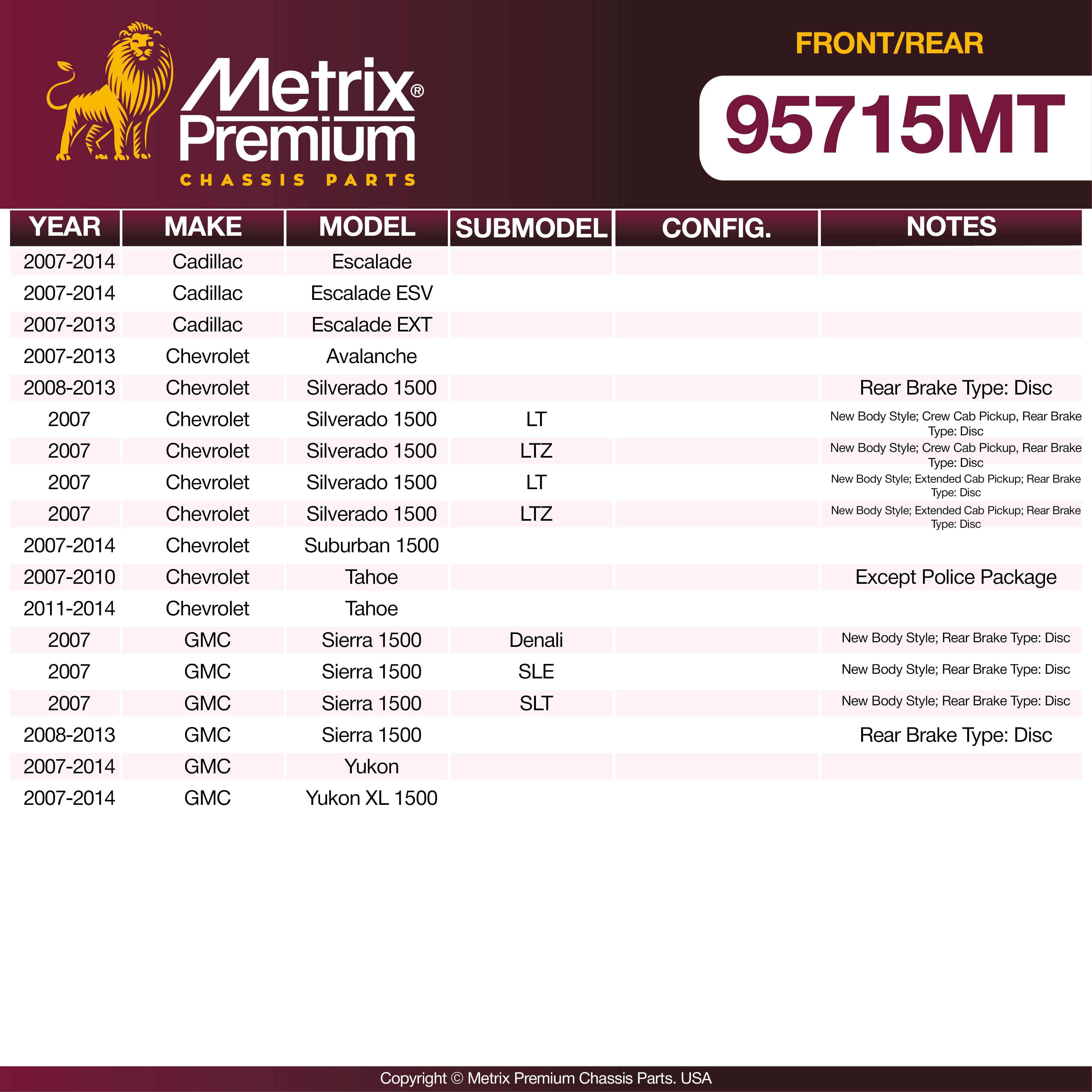 Metrix Premium Front & Rear Brake Kit 95715MT OEM fit spare parts