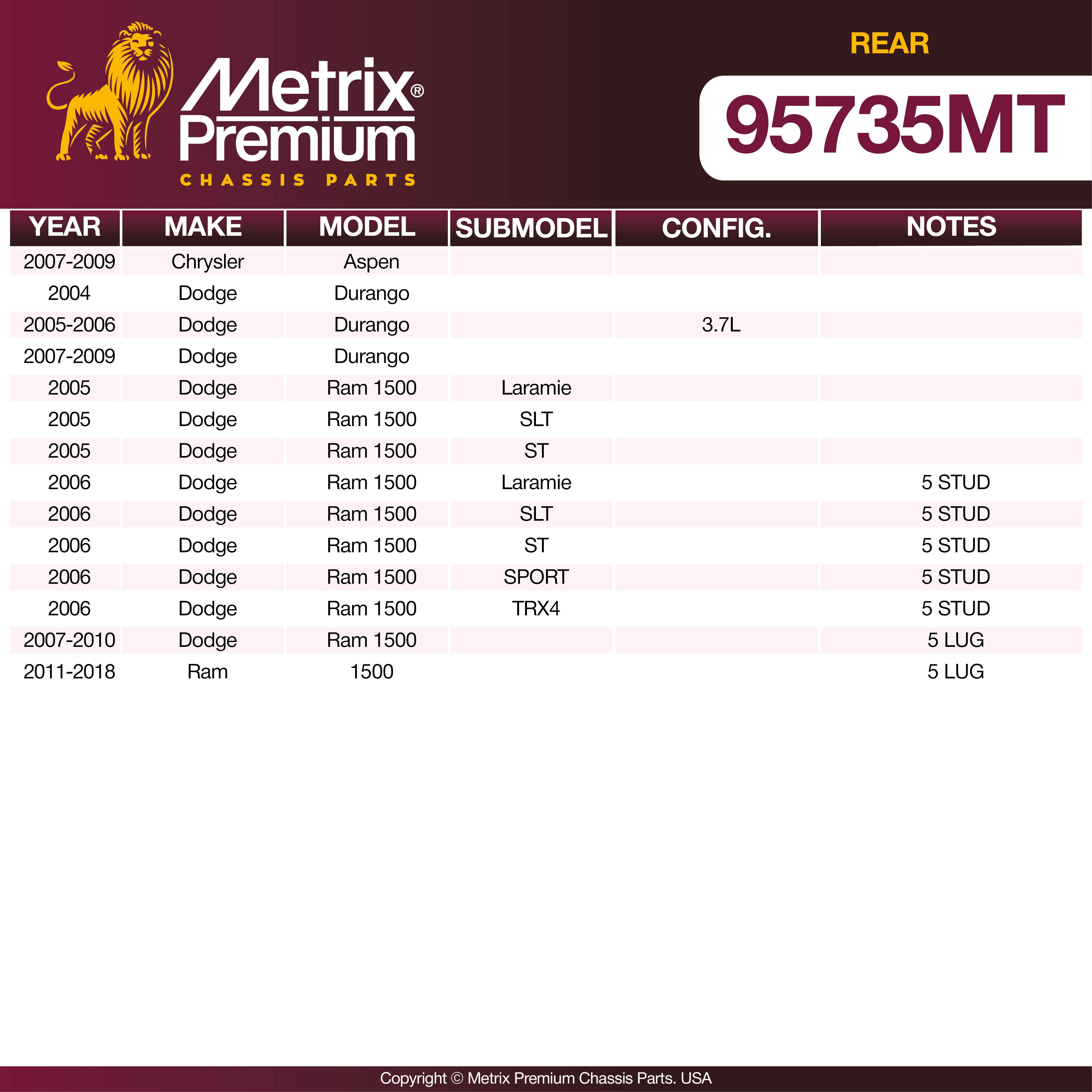 Metrix Premium Rear Brake Kit 95735MT OEM fit spare parts
