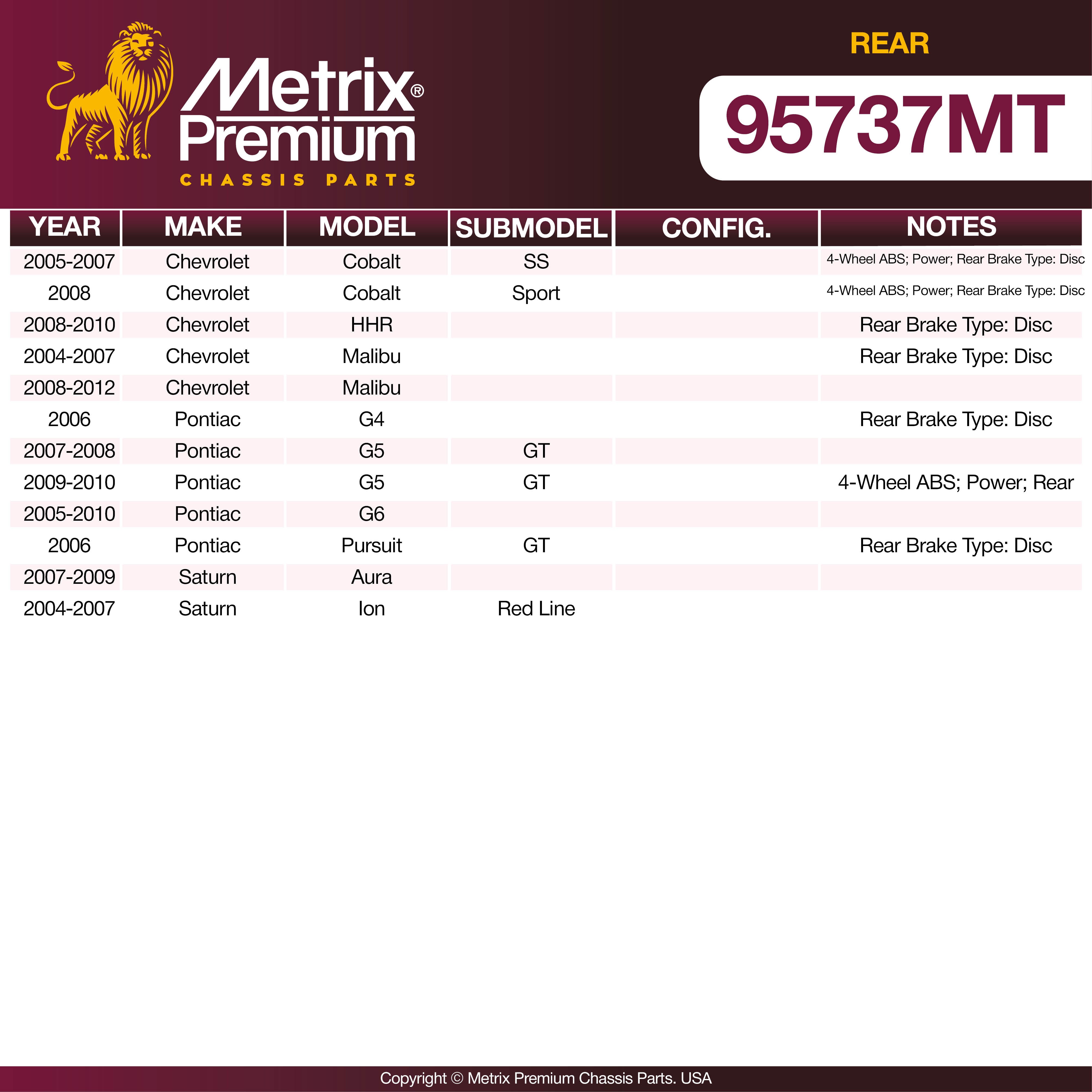 Metrix Premium Rear Brake Kit 95737MT OEM fit spare parts