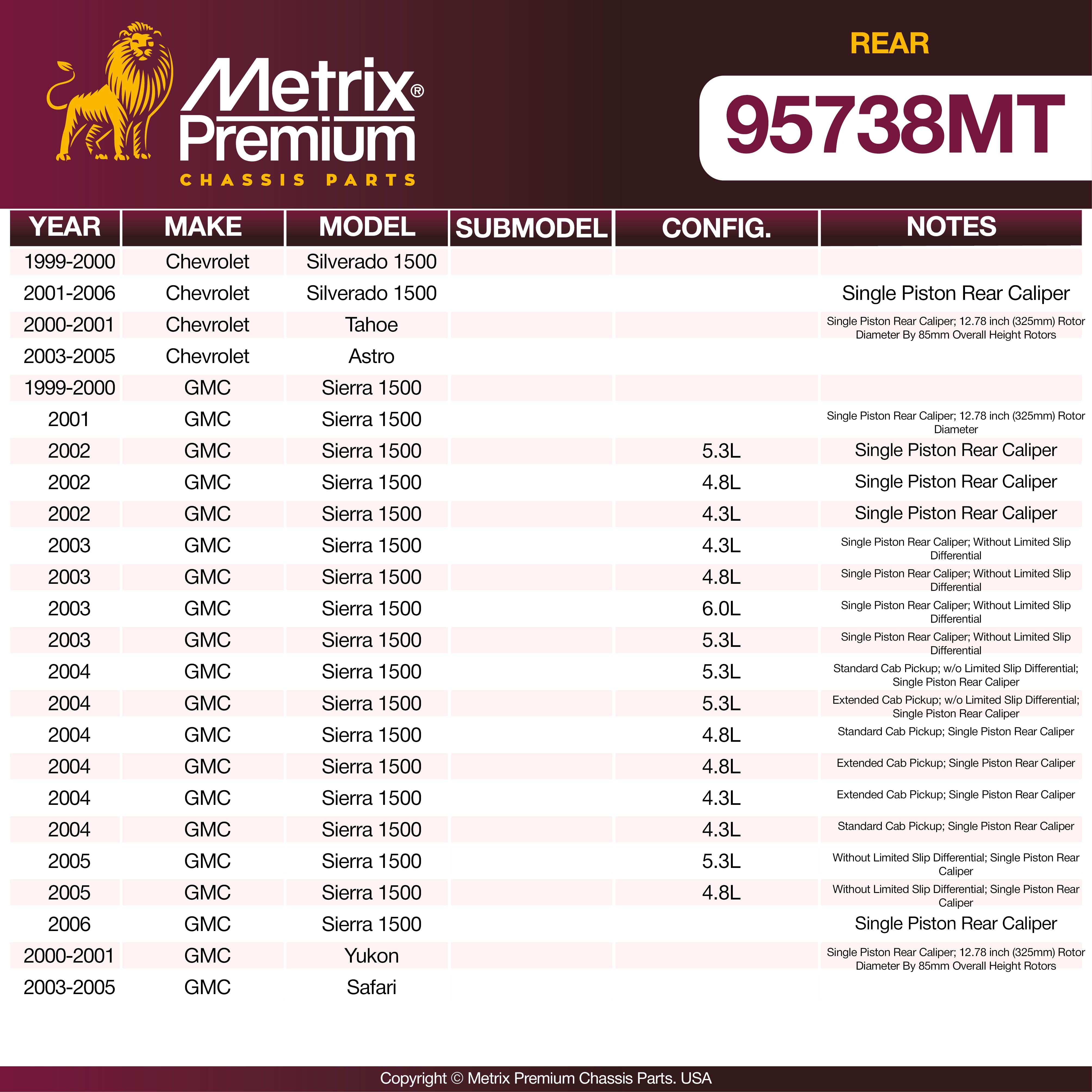 Metrix Premium Rear Brake Kit 95738MT OEM fit spare parts