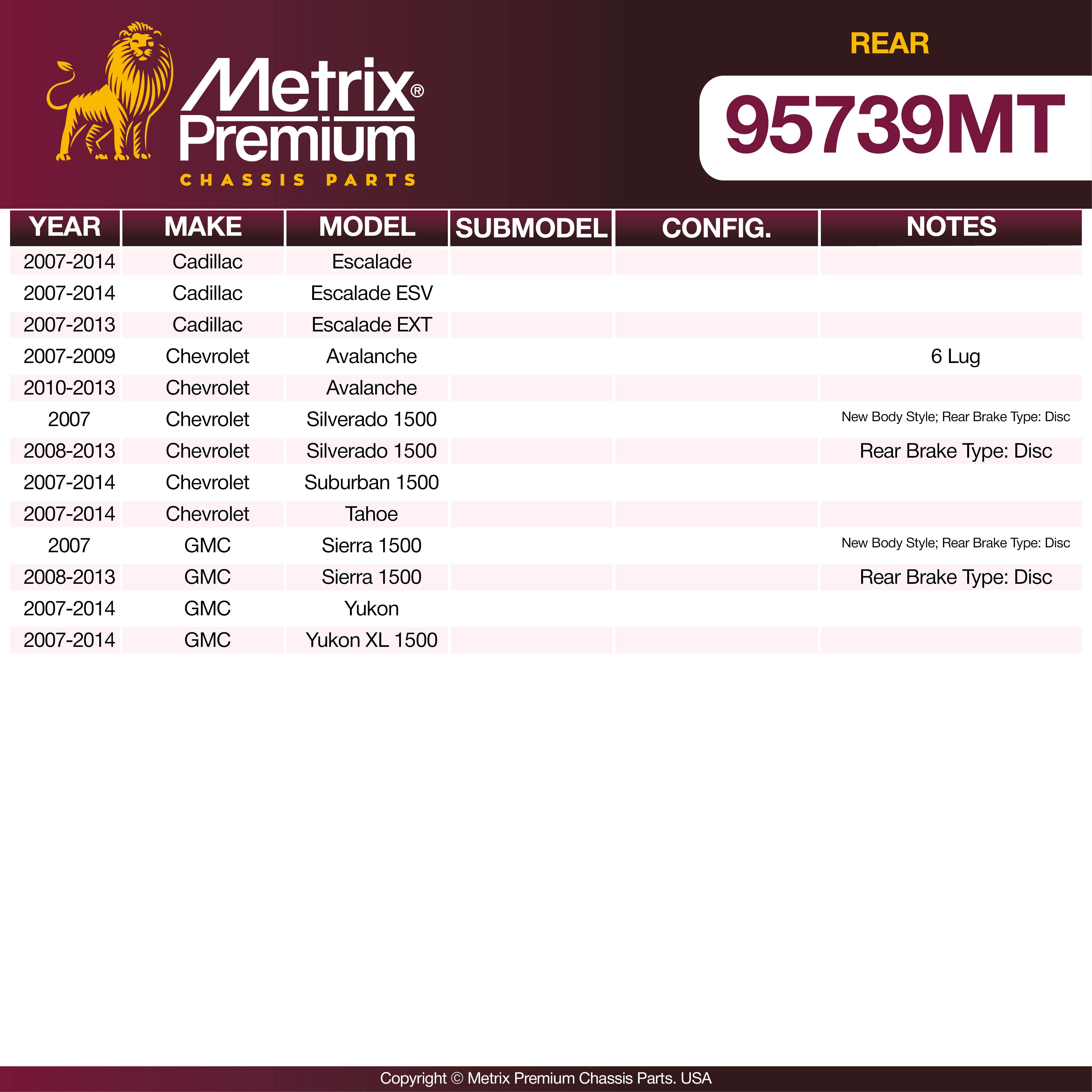 Metrix Premium Rear Brake Kit 95739MT OEM fit spare parts