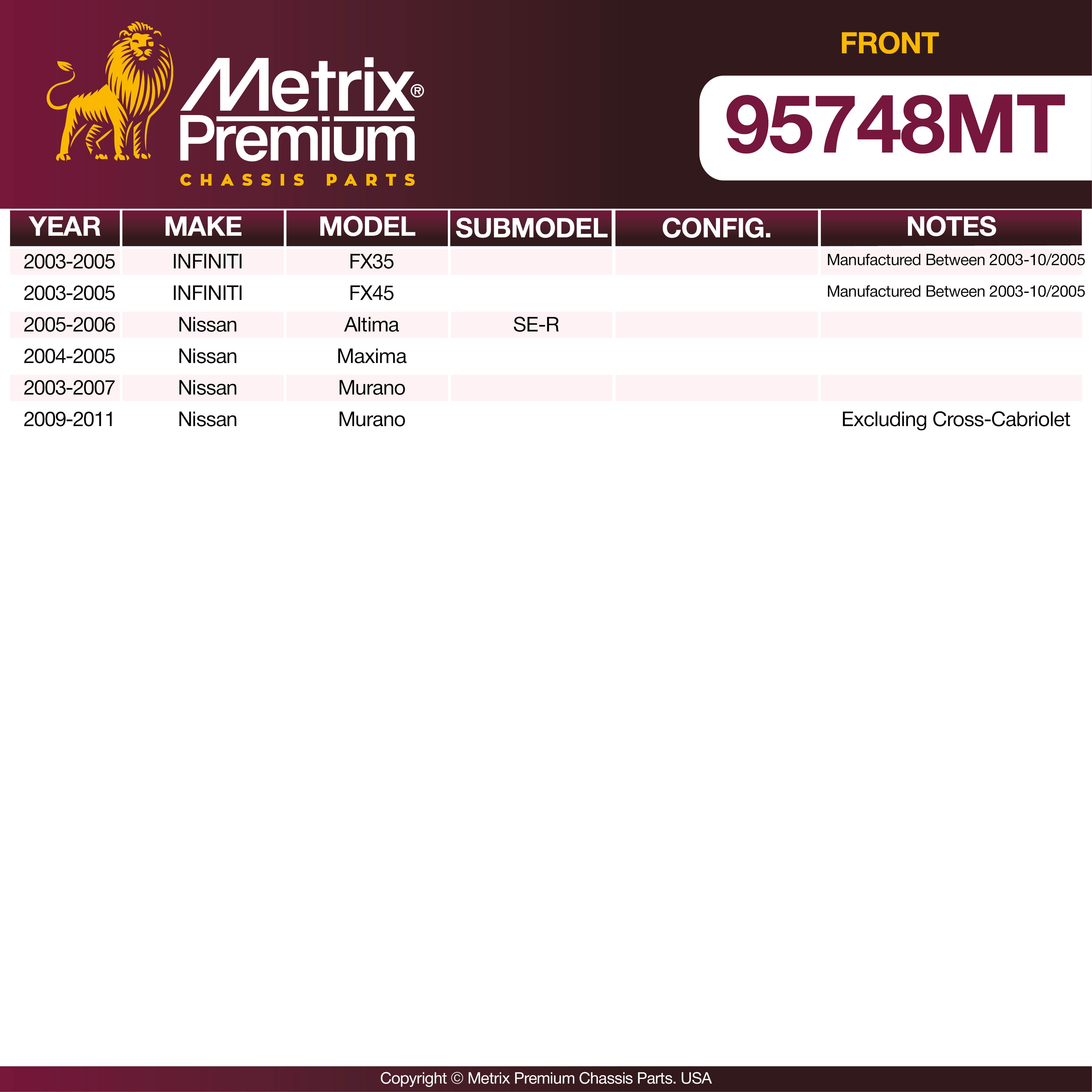 Metrix Premium Front Brake Kit 95748MT OEM fit spare parts