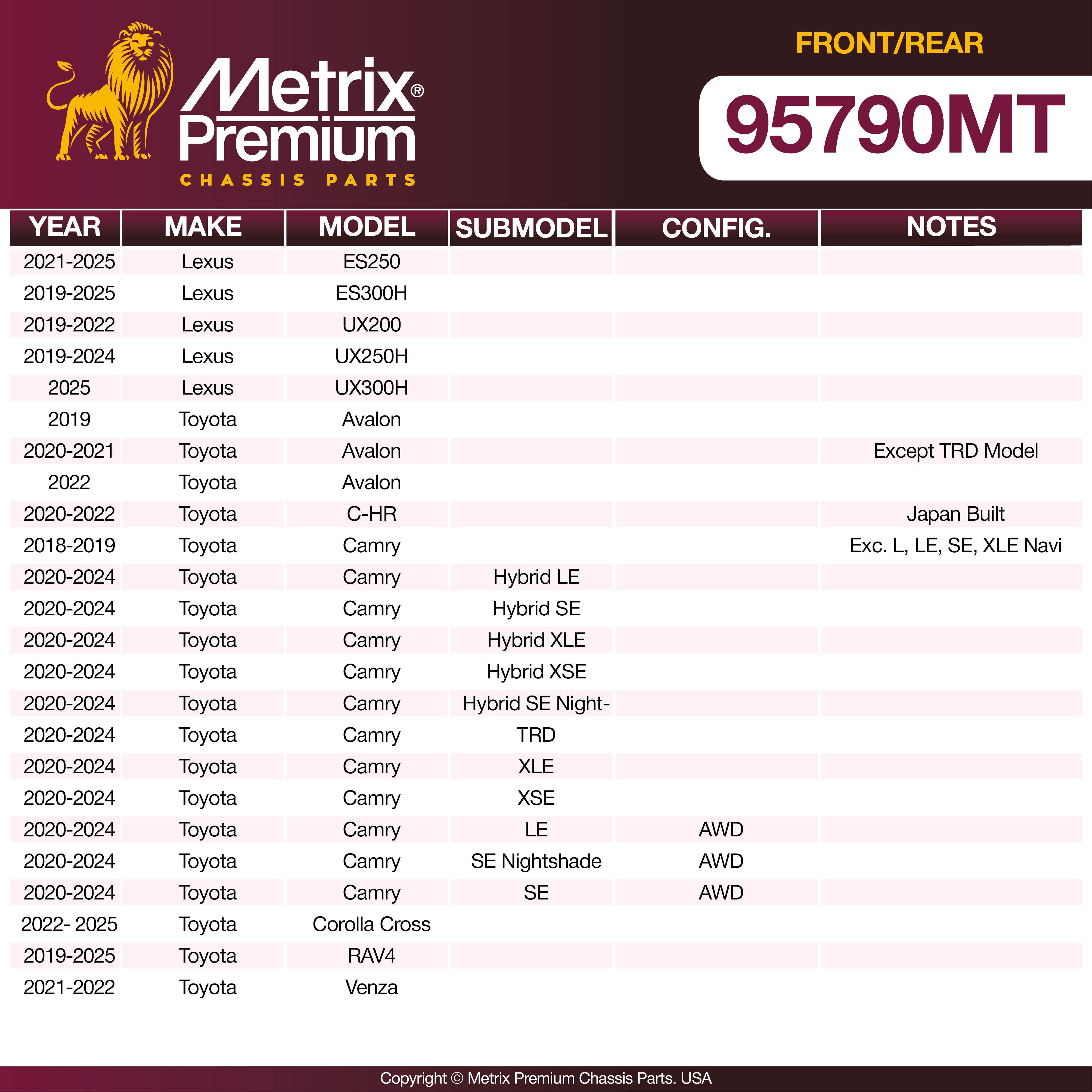 Metrix Premium Front & Rear Brake Pad Kit 95790MT OEM fit spare parts