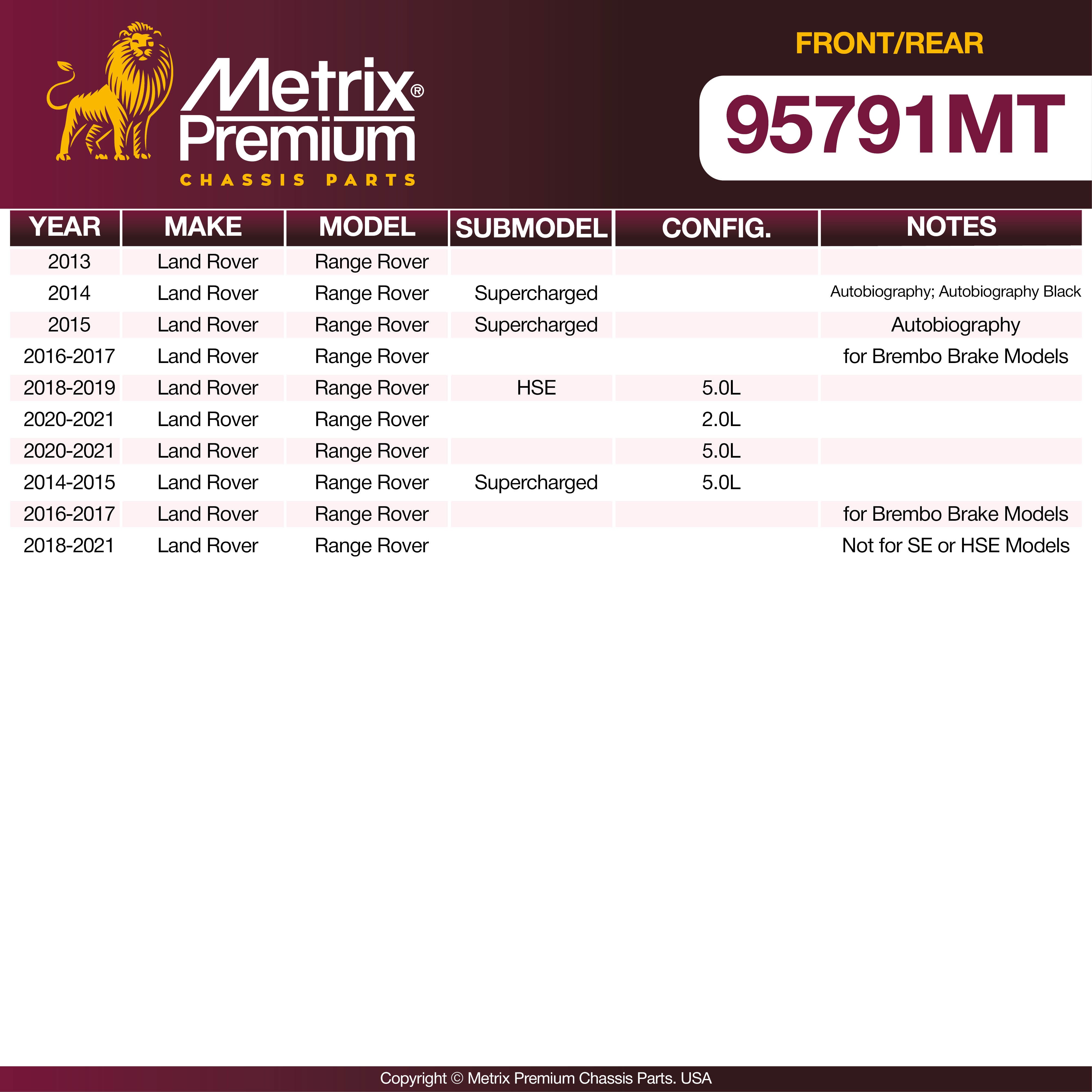 Metrix Premium Front & Rear Brake Pad Kit 95791MT OEM fit spare parts