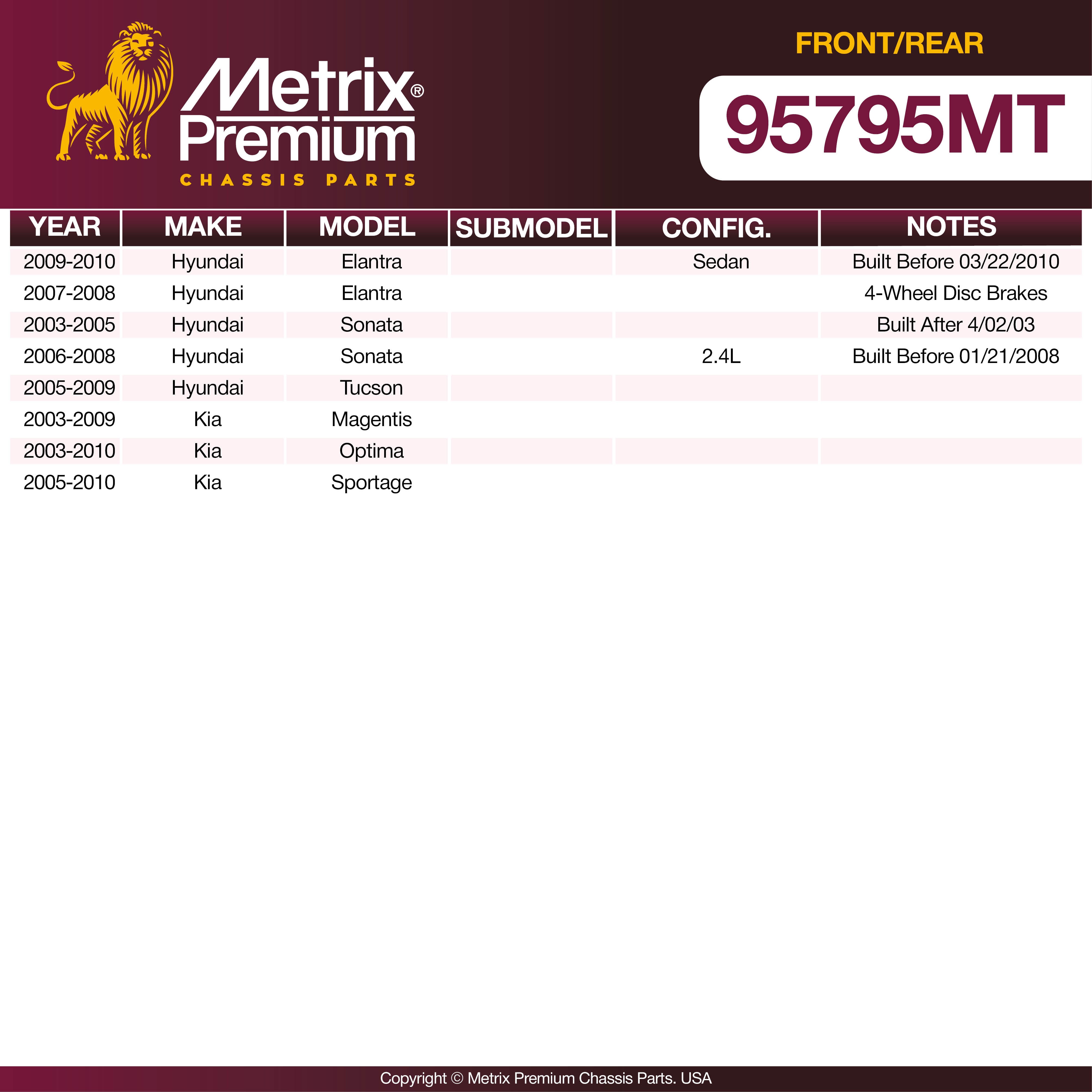 Metrix Premium Front & Rear Brake Pad Kit 95795MT OEM fit spare parts