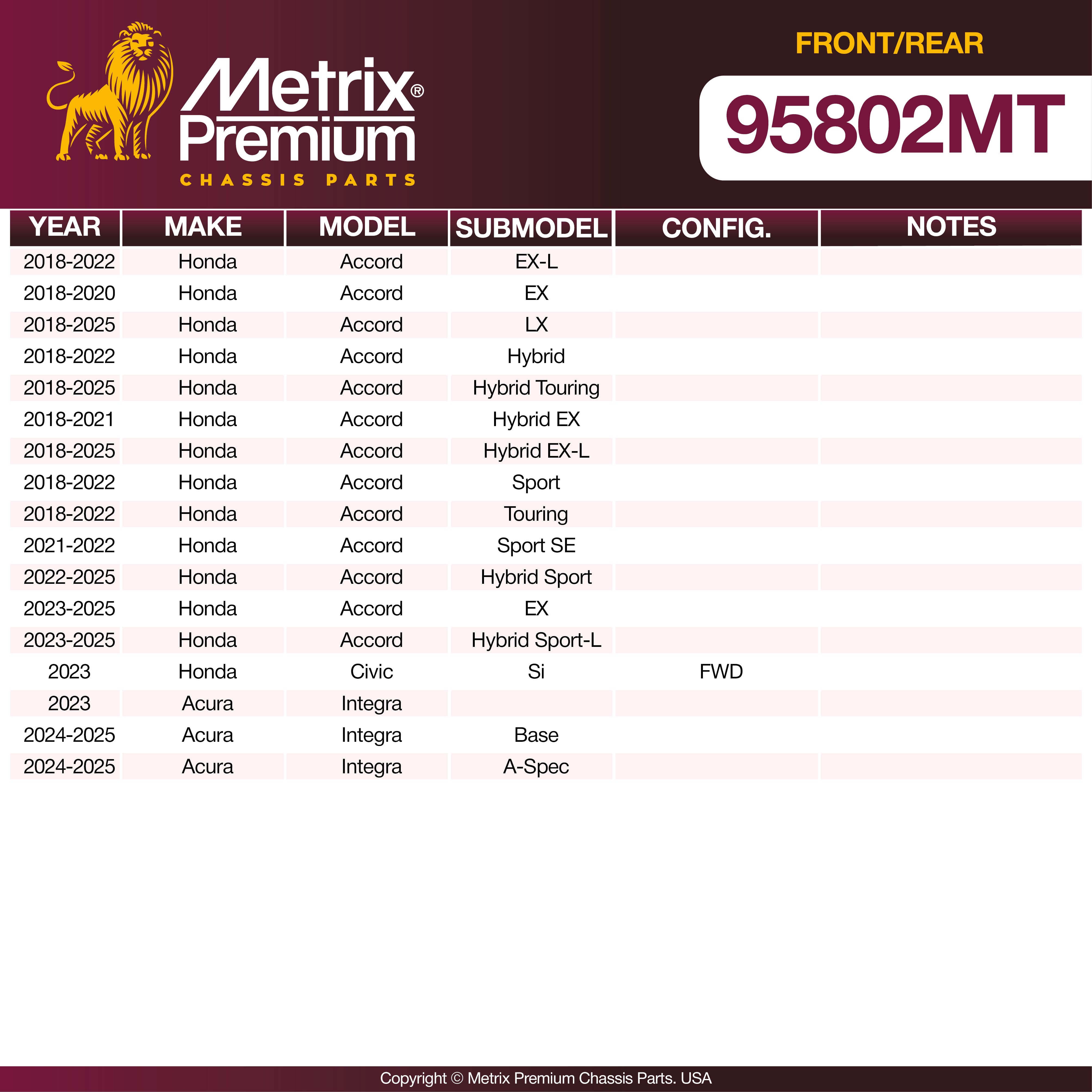 Metrix Premium Front & Rear Brake Pad Kit 95802MT OEM fit spare parts