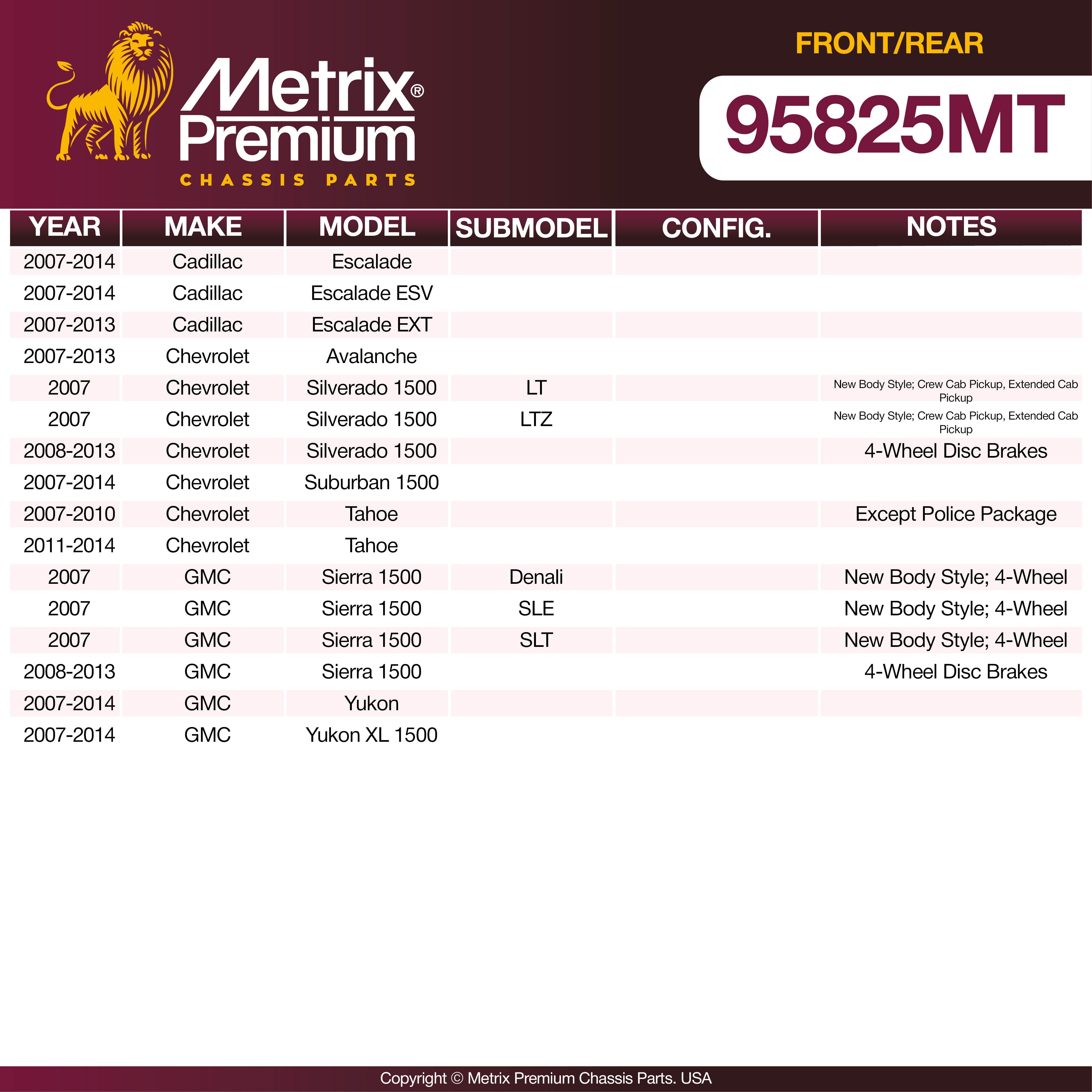 Metrix Premium Front & Rear Brake Pad Kit 95825MT OEM fit spare parts