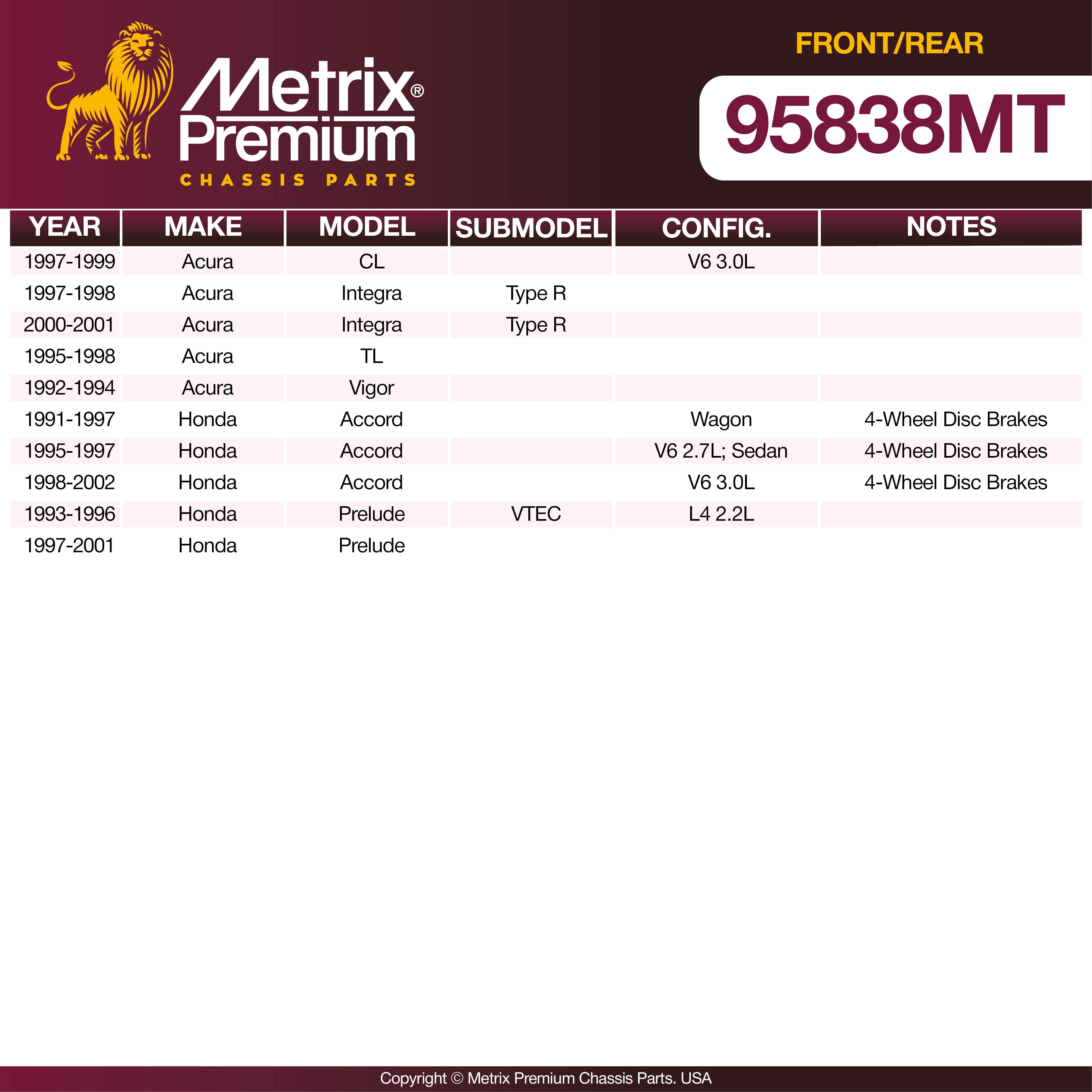 Metrix Premium Front & Rear Brake Pad Kit 95838MT OEM fit spare parts