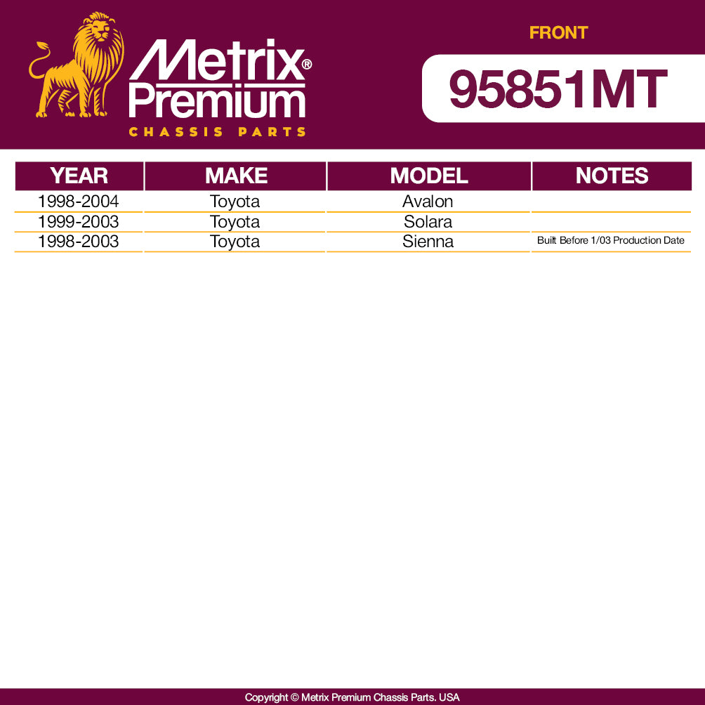 Metrix Premium Front End 8 PC Suspension Kit 95851MT for Toyota aftermarket auto parts
