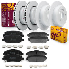 Metrix Premium Chassis Parts - Front & Rear Brake Rotor & Semi-Metallic Disc Brake Pad Kit Fits 2007-2017 Jeep Wrangler, 2018 Wrangler JK, Made in Europe