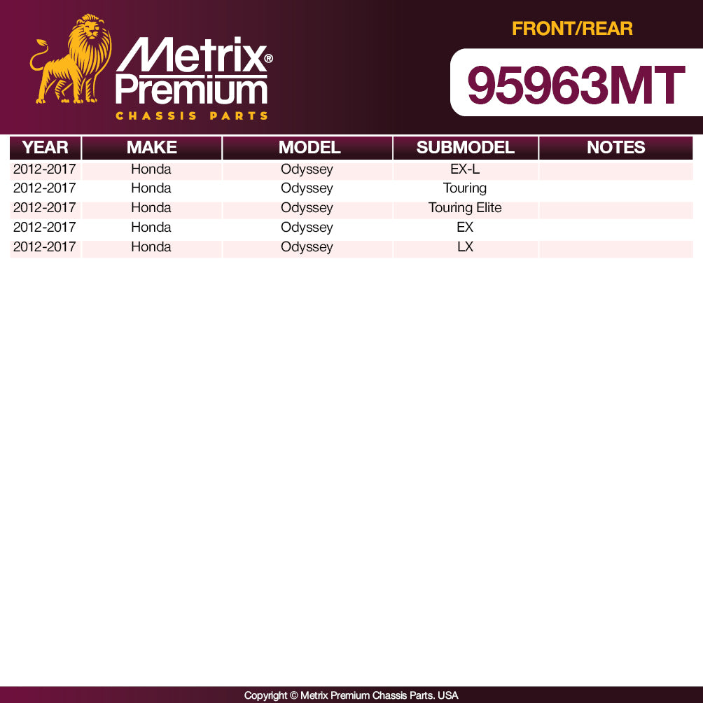 Metrix Premium 6 PC Front & Rear Brake Rotor & Semi-Metallic Disc Brake Pad Kit 95963MT Quieter Braking