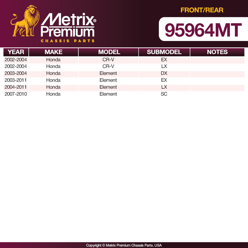 Metrix Premium 6 PC Front & Rear Brake Rotor & Semi-Metallic Disc Brake Pad Kit 95964MT Quieter Braking